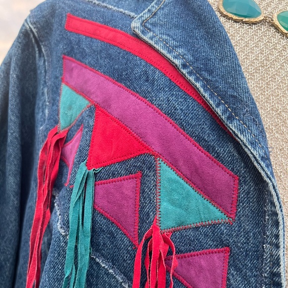 VINTAGE PIONEER WEAR Denim southwestern fringed duster jacket|14 - Picture 10 of 15